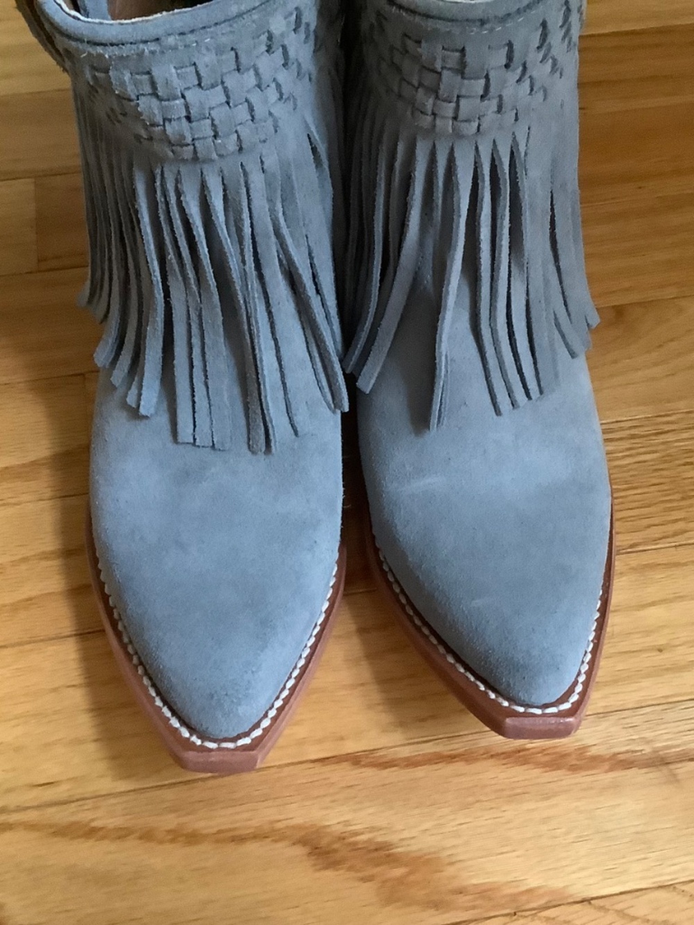 Frye NWOT Sacha Fringe Western Bootie Steel Blue SZ 7.5 - Picture 6 of 14
